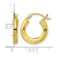 Sterling Silver Gold-Tone Polished 3x15mm Hoop Earrings