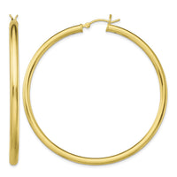 Sterling Silver Gold-Tone Polished 3x55mm Hoop Earrings