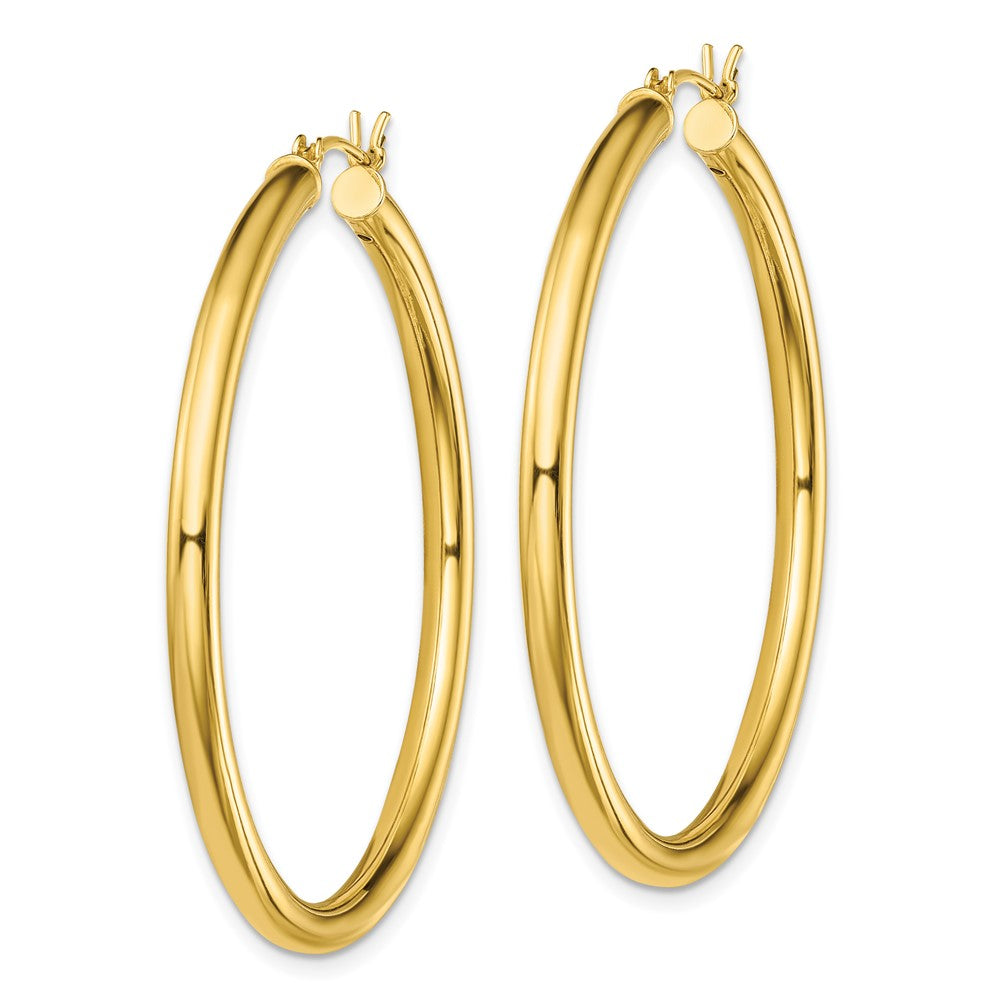 Sterling Silver Gold-Tone Polished 3x45mm Hoop Earrings