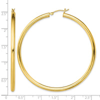 Sterling Silver Gold-Tone Polished 3x60mm Hoop Earrings