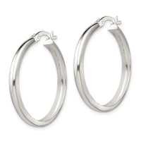 Sterling Silver Polished 4mm Round Hoop Earrings