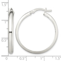 Sterling Silver Polished 4mm Round Hoop Earrings