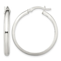 Sterling Silver Polished 4mm Round Hoop Earrings