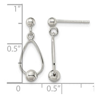 Sterling Silver Polished Teardrop w/Bead Post Dangle Earrings