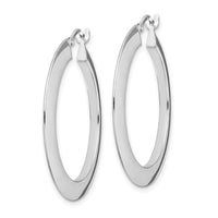 Sterling Silver RH-plated Polished Knife Edge 2mm Round Hoop Earrings