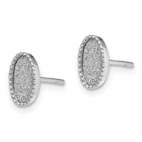Sterling Silver Rhodium-plated Enamel Glitter Fabric Oval Post Earrings