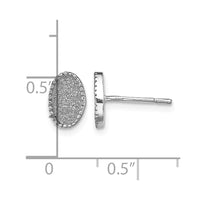 Sterling Silver Rhodium-plated Enamel Glitter Fabric Oval Post Earrings