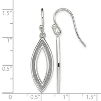 Sterling Silver Polished Enamel Glitter Fabric Marquise Dangle Earrings