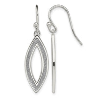 Sterling Silver Polished Enamel Glitter Fabric Marquise Dangle Earrings