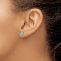 Sterling Silver Rhodium-plated Enamel Glitter Fabric Round Post Earrings