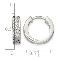 Sterling Silver Polished Cut-out Design Hinged Hoop Earrings