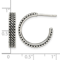 Sterling Silver Antiqued Hoop Post Earrings