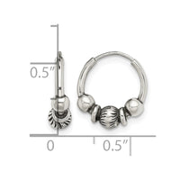 Sterling Silver Antiqued Beaded Endless Hoop Earrings