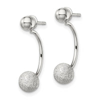 Sterling Silver Polished Laser-cut Bead Jackets w/Button Earrings