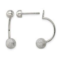 Sterling Silver Polished Laser-cut Bead Jackets w/Button Earrings