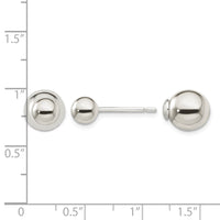 Sterling Silver Polished 6mm/10mm Ball Front Back Post Earrings