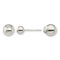 Sterling Silver Polished 6mm/10mm Ball Front Back Post Earrings