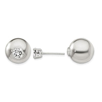 Sterling Silver Polished w/6mm CZ Front Back Post Earrings