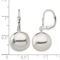 Sterling Silver 14mm Ball Dangle Leverback Earrings