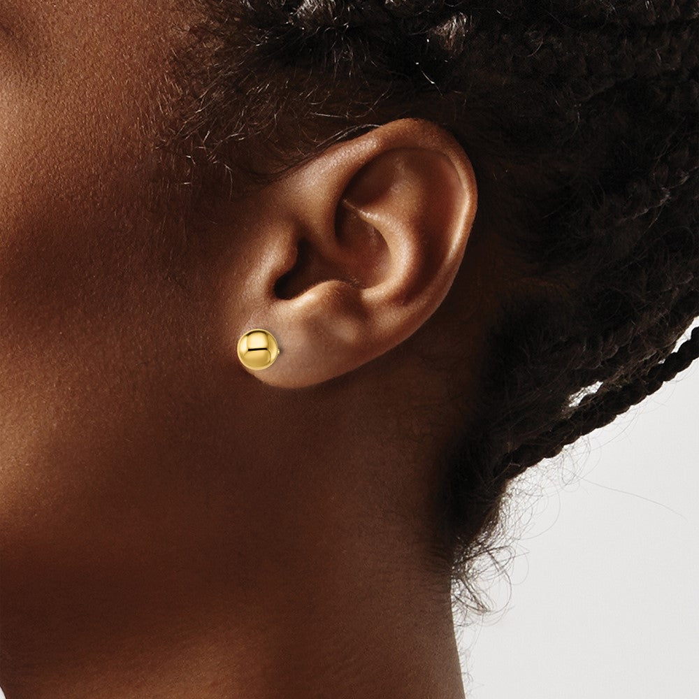 Sterling Silver Gold-Tone Polished 7mm Ball Post Earrings