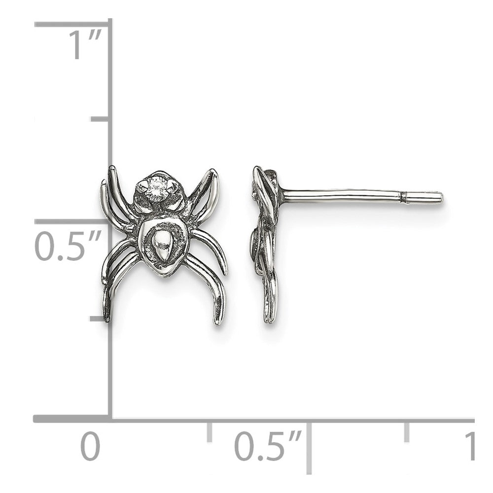 Sterling Silver Antiqued CZ Spider Post Earrings