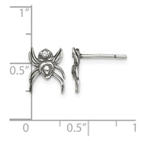 Sterling Silver Antiqued CZ Spider Post Earrings