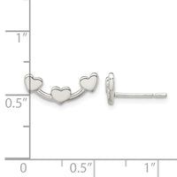 Sterling Silver Polished 3-Heart Post Earrings