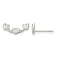 Sterling Silver Polished 3-Heart Post Earrings