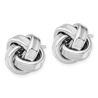Sterling Silver Rhodium Plated Polished Love Knot Post Earrings