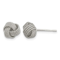 Sterling Silver Rhodium-plated Textured Love Knot Post Earrings
