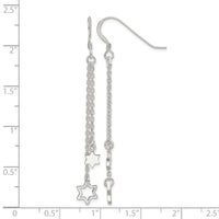 Sterling Silver Polished Star of David Chain Dangle Earrings