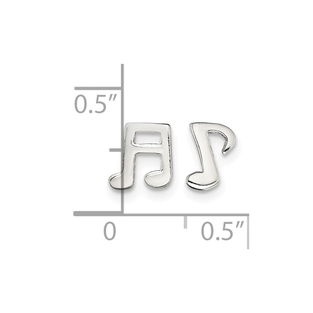 Sterling Silver Polished Left and Right Music Notes Post Earrings