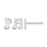 Sterling Silver Polished Left and Right Music Notes Post Earrings