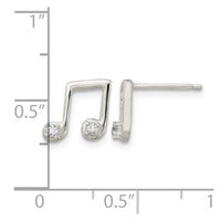 Sterling Silver Polished CZ Musical Notes Post Earrings