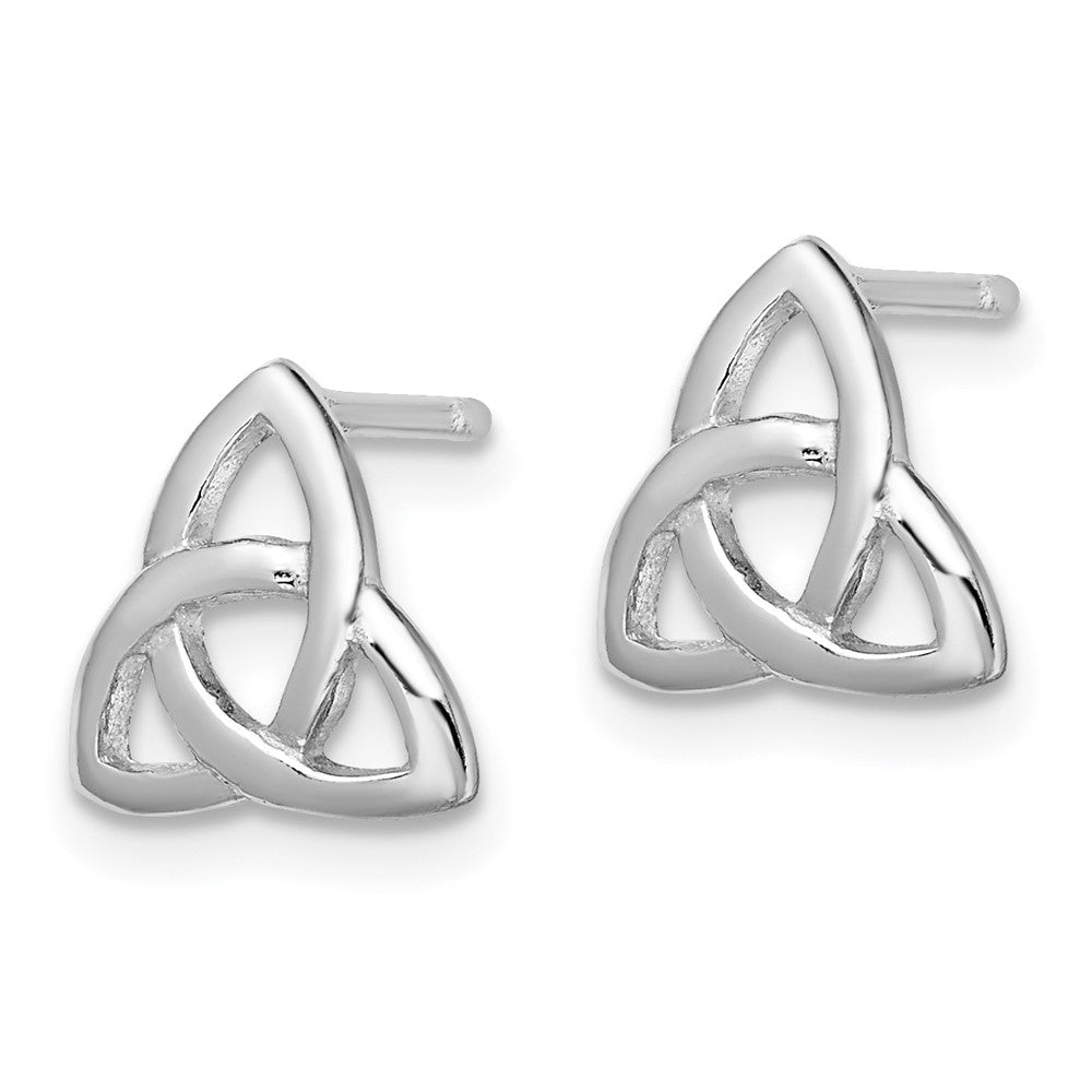 Sterling Silver Rhodium-plated Polished Celtic Knot Post Earrings