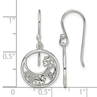 Sterling Silver Rhodium-plated Circle Clover/Celtic Knot Dangle Earrings