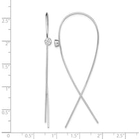 Sterling Silver Rhodium-plated Polished CZ Threader Earrings