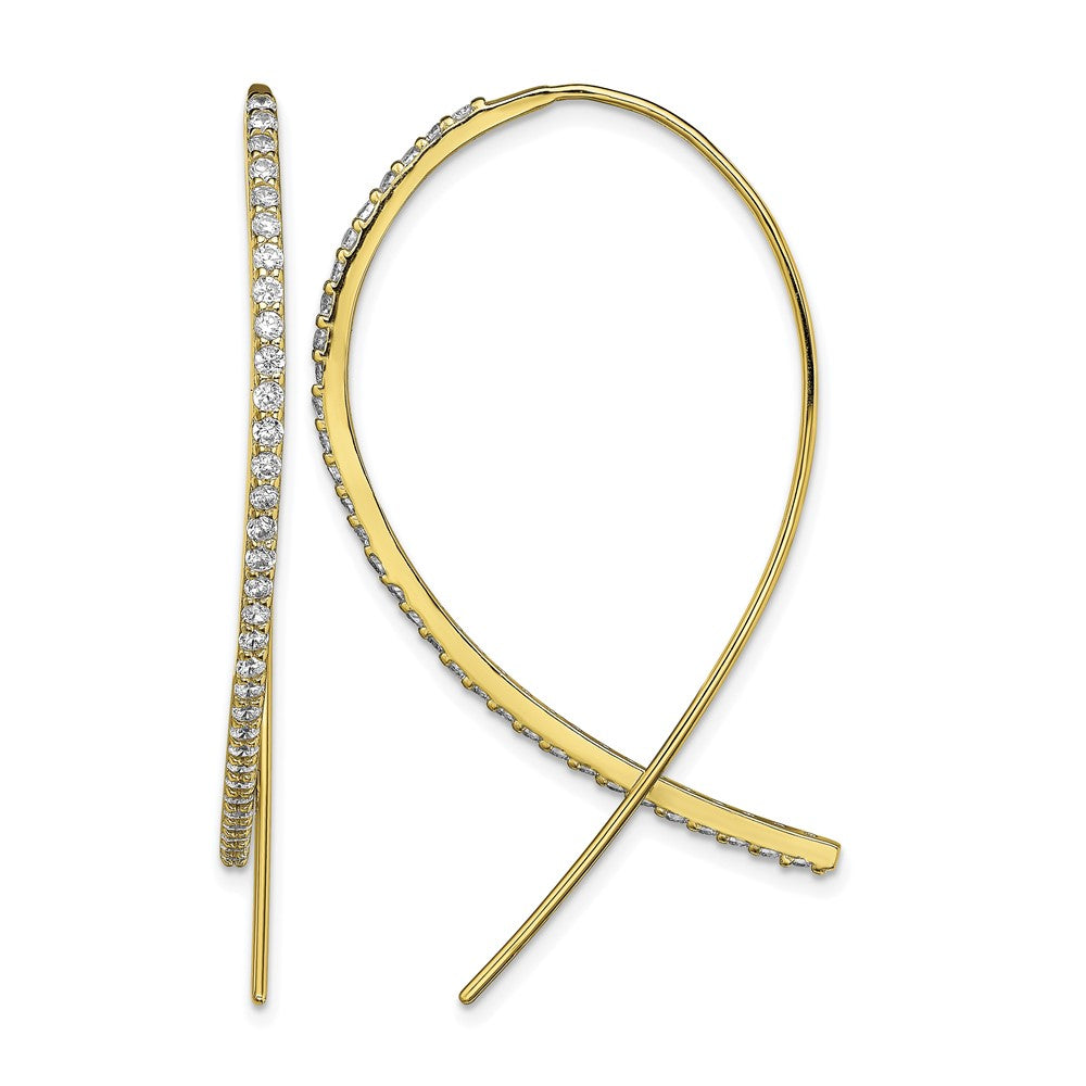 Sterling Silver Gold-tone CZ Threader Earrings