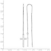 Sterling Silver Rhodium-plated Polished Latin Cross Threader Earrings
