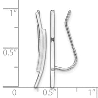 Sterling Silver Rhod-plated Polished Double Curved Bar Ear Climber Earrings
