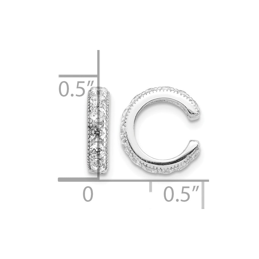 Sterling Silver Rhodium-plated Polished CZ Pair of Cuff Earrings
