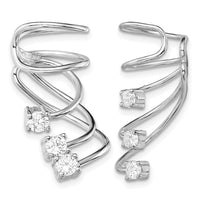 Sterling Silver Rhodium-plated Polished Fancy CZ Pair of Cuff Earrings