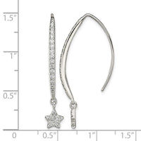 Sterling Silver Polished CZ Star Threader Earrings