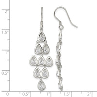 Sterling Silver RH-pltd Polished Fancy Pear CZ Chandelier Dangle Earrings