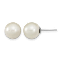 Sterling Silver RH-pl 10-11mm Wht/Grey Imitation Shell Pearl 3 Earring Set