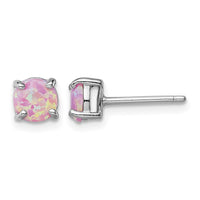 Sterling Silver Rhodium-plated White/Pink/Blue Created Opal Set/3 Earrings