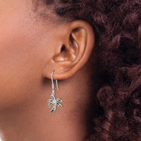 Sterling Silver Rhodium-plated Abalone Palm Tree Earrings