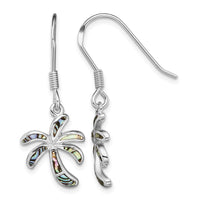 Sterling Silver Rhodium-plated Abalone Palm Tree Earrings