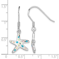 Sterling Silver Rhodium-plated Pink/Blue Created Opal Starfish Earrings