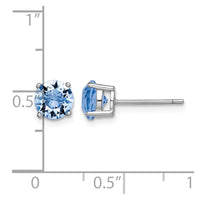Sterling Silver Rhodium-plated Light Blue Crystal Birthstone Earrings